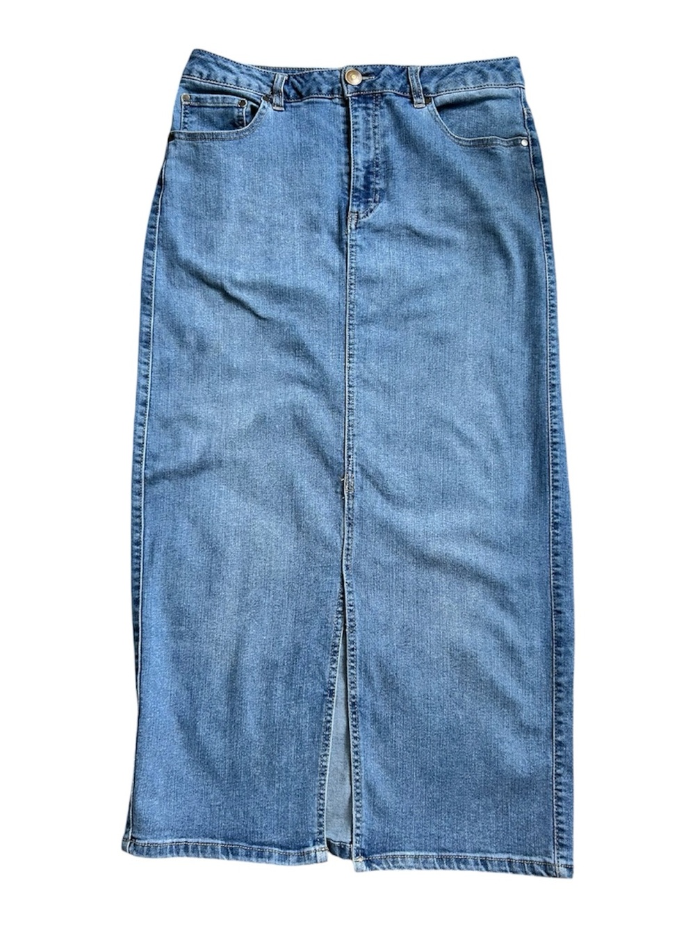 Rachel Zoe Maxi Pencil Line Denim Skirt Size 6 - Picture 2 of 8
